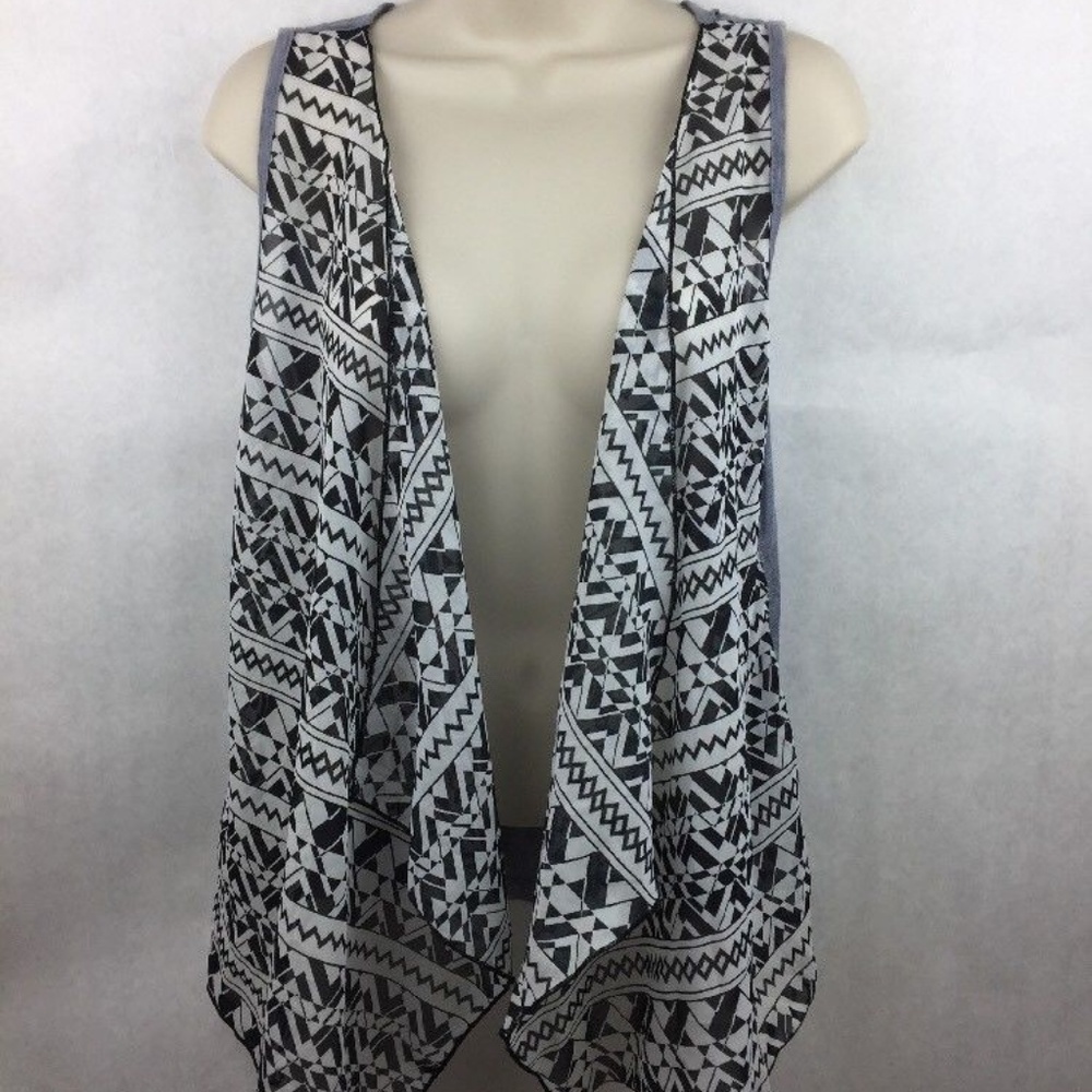 Divine Doll Gray Black & White Open Front Vest S:M